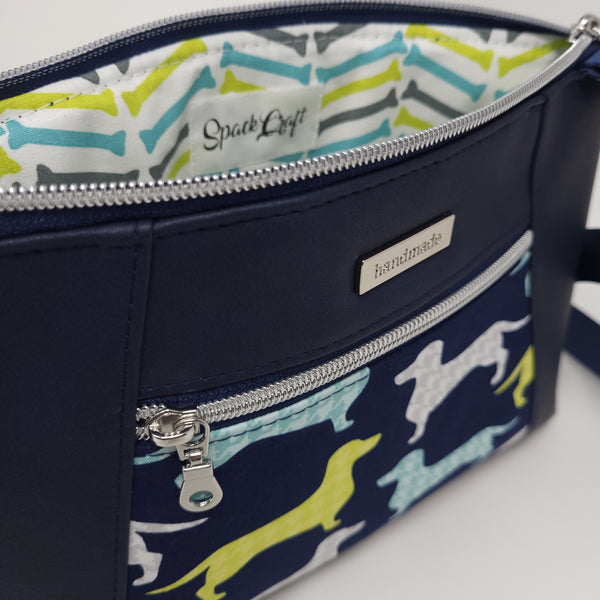 Sunshine Crossbody - Navy Dachshunds