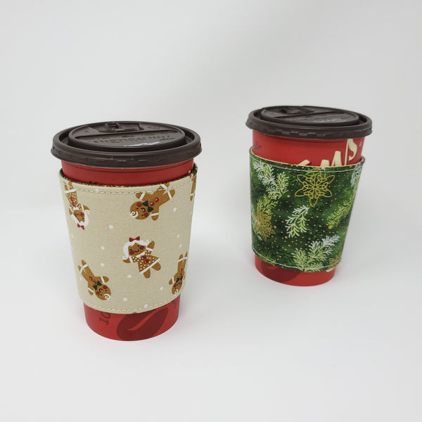 Reusable cup cozy - Gingerbread Cookies - Pictured on a  medium Tim Horton's cup