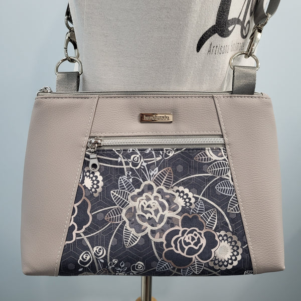 Sunshine Crossbody - Grey Metallic Roses