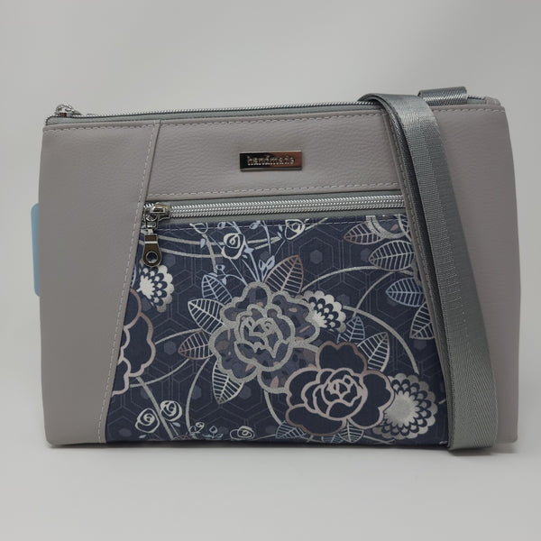 Sunshine Crossbody - Grey Metallic Roses