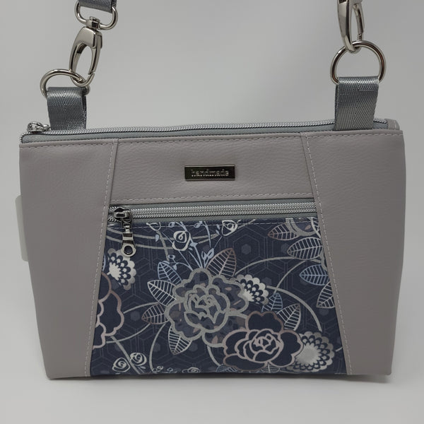 Sunshine Crossbody - Grey Metallic Roses