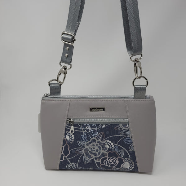 Sunshine Crossbody - Grey Metallic Roses