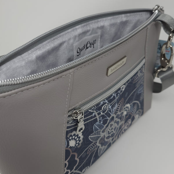 Sunshine Crossbody - Grey Metallic Roses