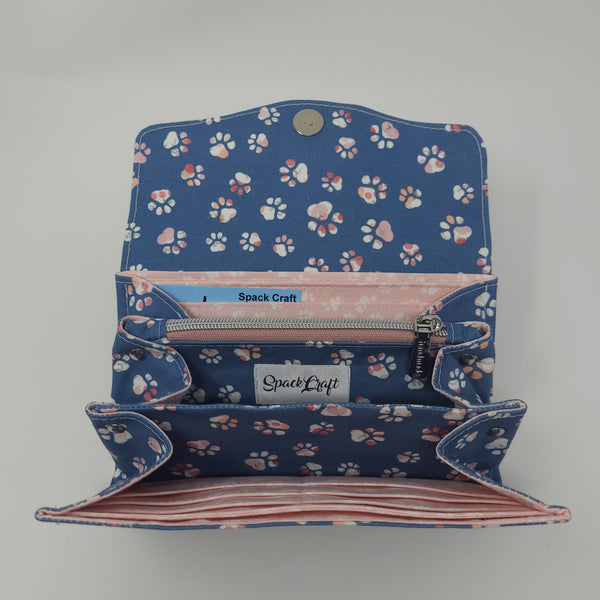 Necessary Clutch Wallet - Paw Please - Blue Floral Paw Prints