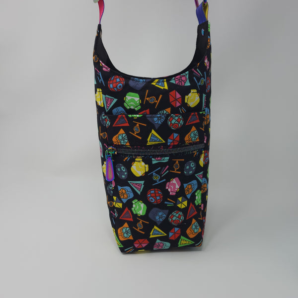H2O2Go Crossbody Water Bottle Bag - Made with Star Wars Rainbow Tossed Icons Fabric