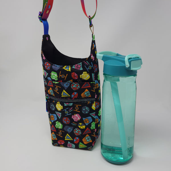 H2O2Go Crossbody Water Bottle Bag - Made with Star Wars Rainbow Tossed Icons Fabric