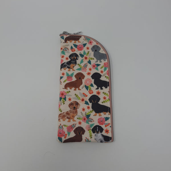 Sunglasses Pouch - Floral Dachshunds (Dusty Rose)