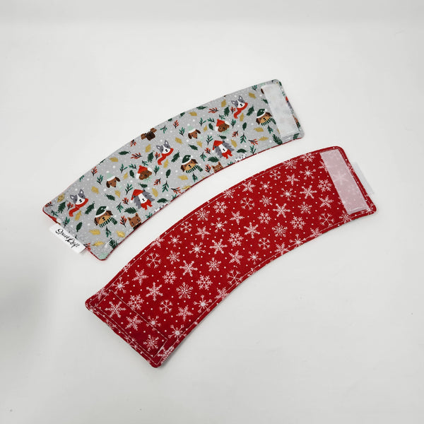 Reusable Cup Cozy - Grey Christmas Dogs
