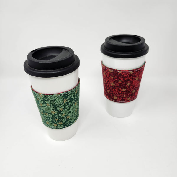Reusable Cup Cozy - Liberty Christmas Red and Green