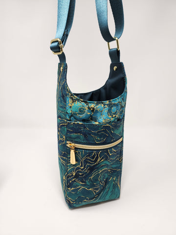H2O2Go Crossbody Water Bottle Bag - Teal Midas Touch