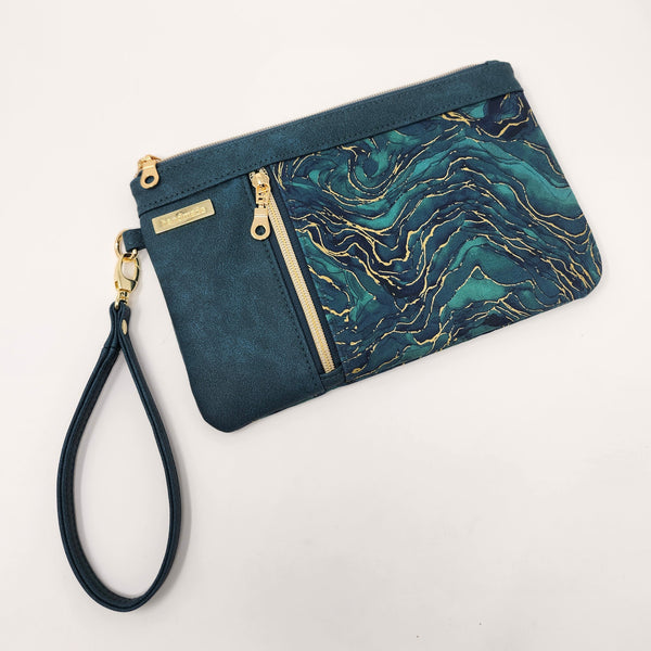 Zippy Clutch - Teal Midas Touch