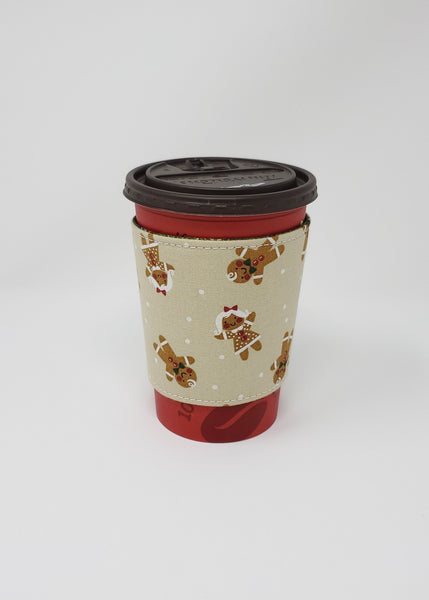 Reusable cup cozy - Gingerbread Cookies - Pictured on a  medium Tim Horton's cup