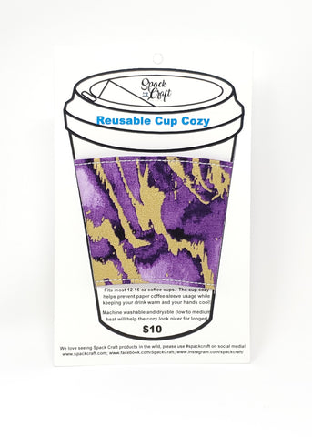 Reusable cup cozy - Purple Reef - in packaging