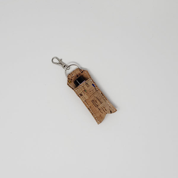 Keychain Chapstick Holder:  Cork