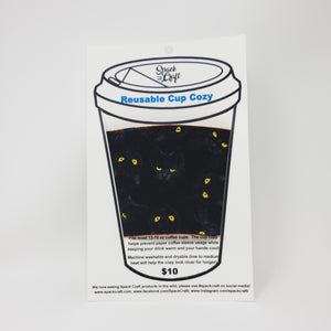 Reusable Cup Cozy - Black Cat Capers
