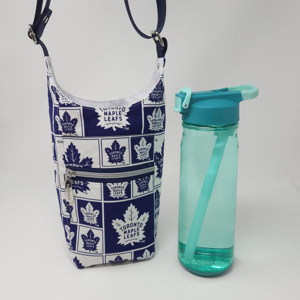 H2O2Go Crossbody Water Bottle Bag - Handmade with Toronto Maple Leafs Fabric