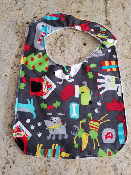 Baby Bib - Christmas Dogs