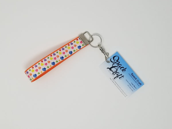 Keychain Wristlet with Swivel Clip:  Tiny Colourful Paws