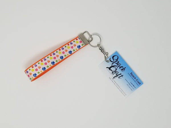Tiny Colourful Paws Keychain Wristlet with Swivel Clip