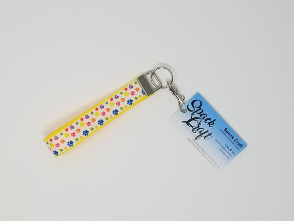 Keychain Wristlet with Swivel Clip:  Tiny Colourful Paws